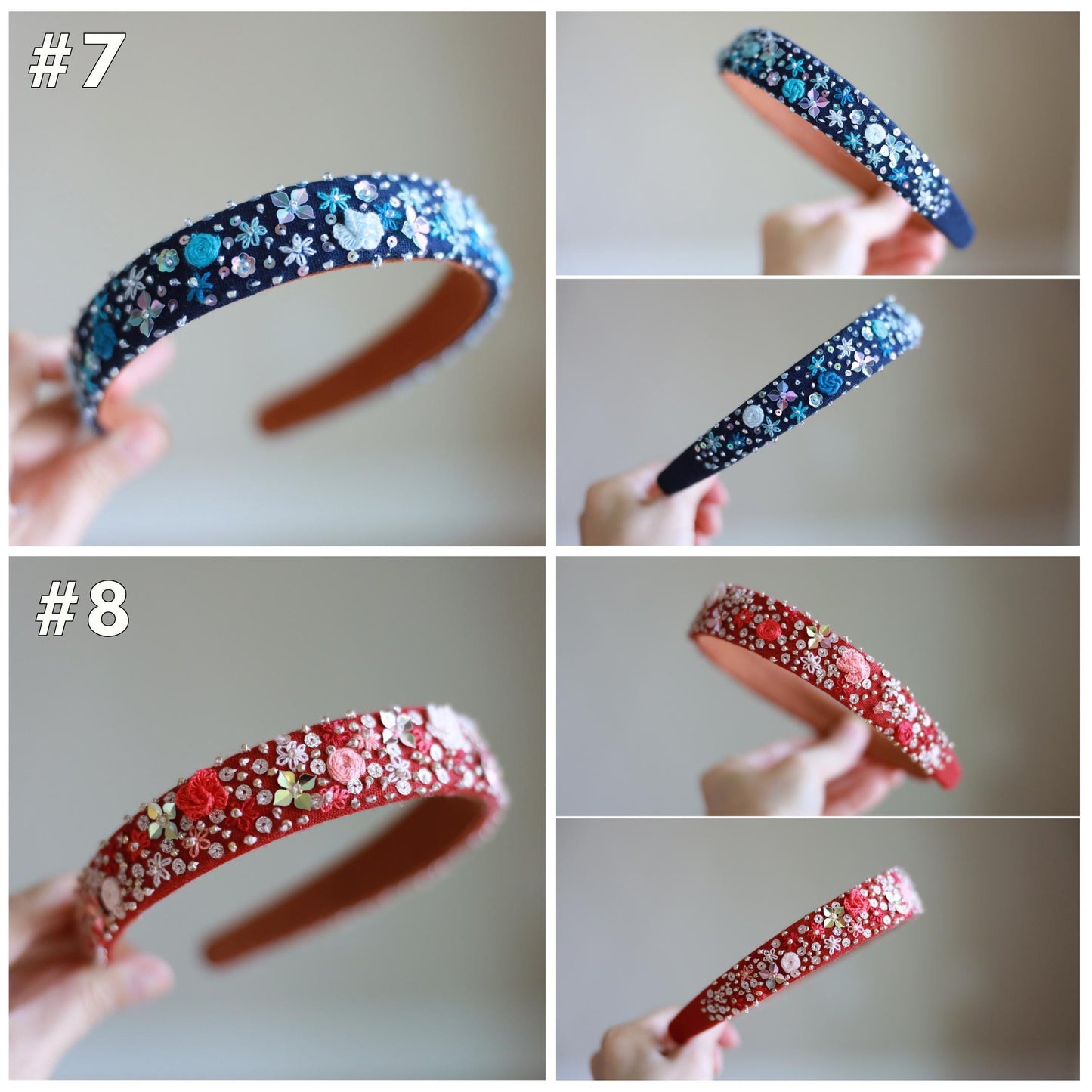 Handmade Beaded Linen Headband