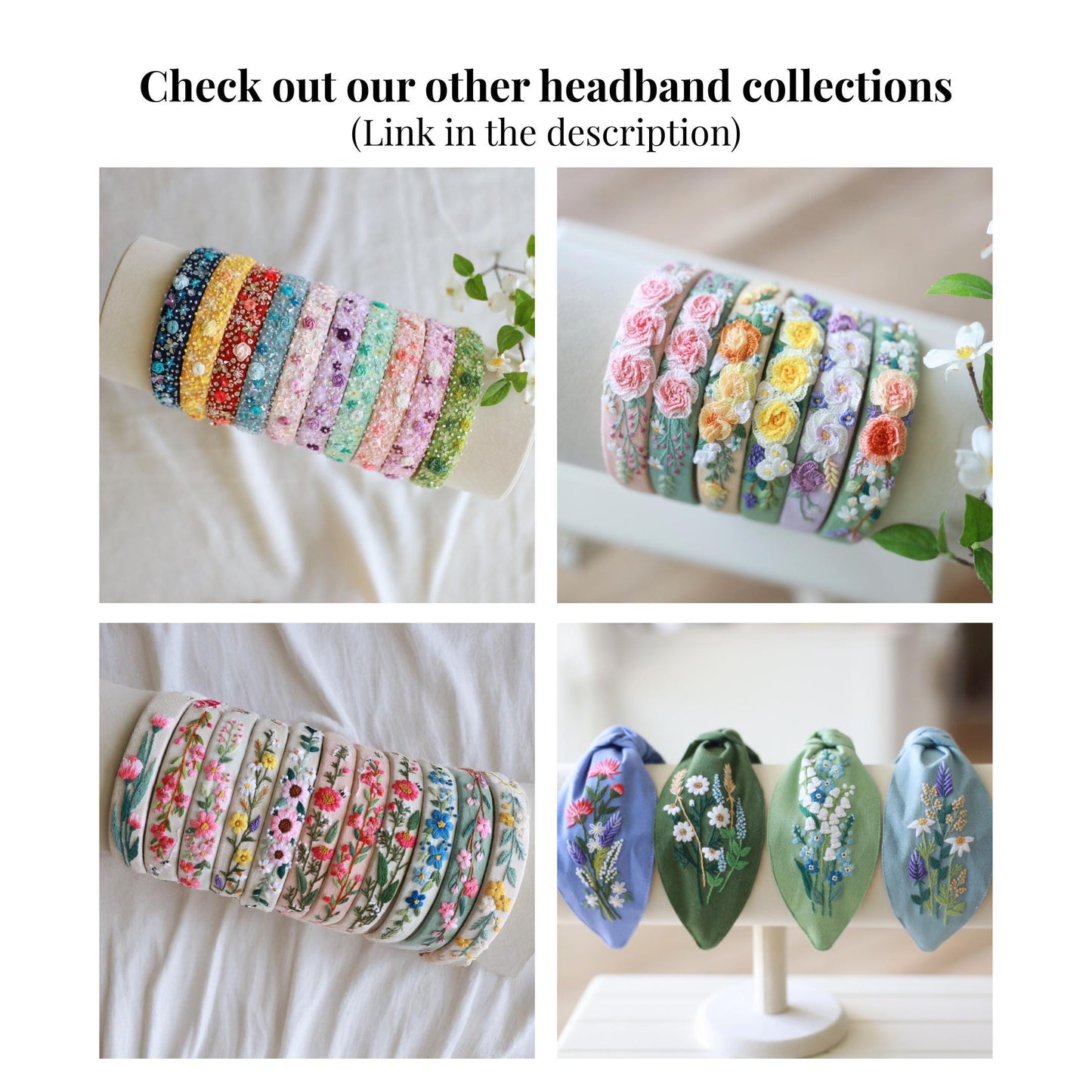 Floral Embroidered Linen Headband