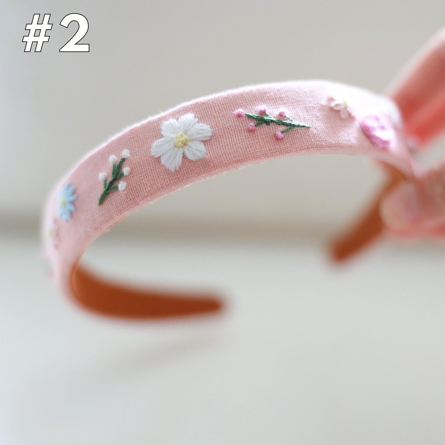 Floral Embroidered Linen Headband