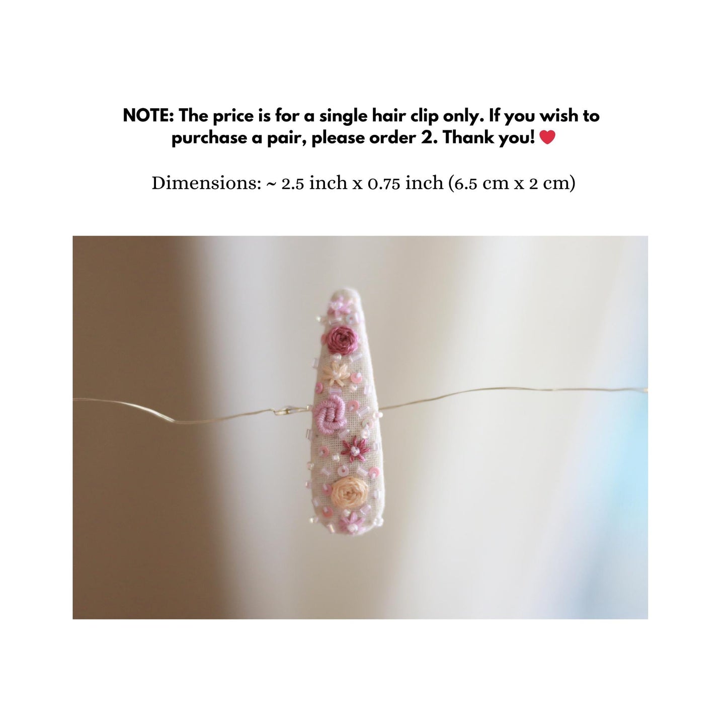 Handmade Beaded Embroidered Hair Clips