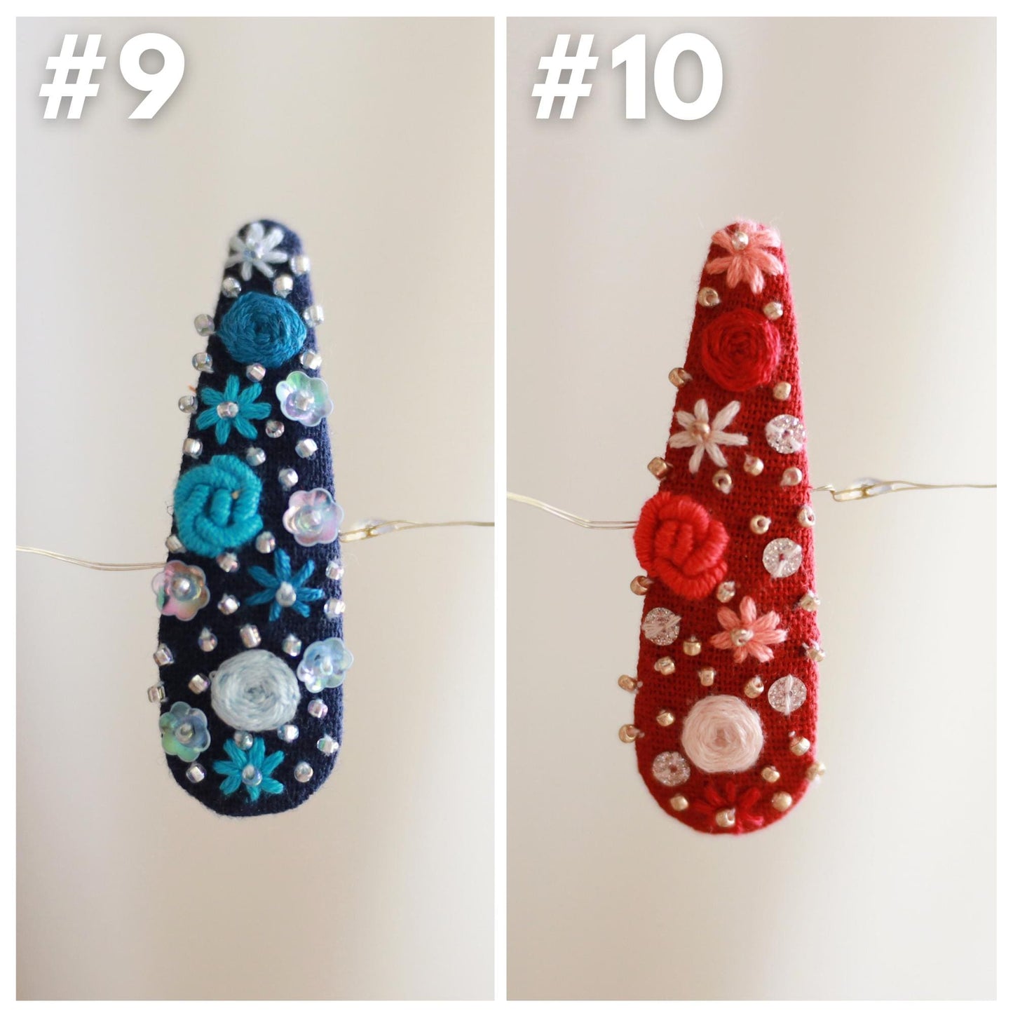 Handmade Beaded Embroidered Hair Clips