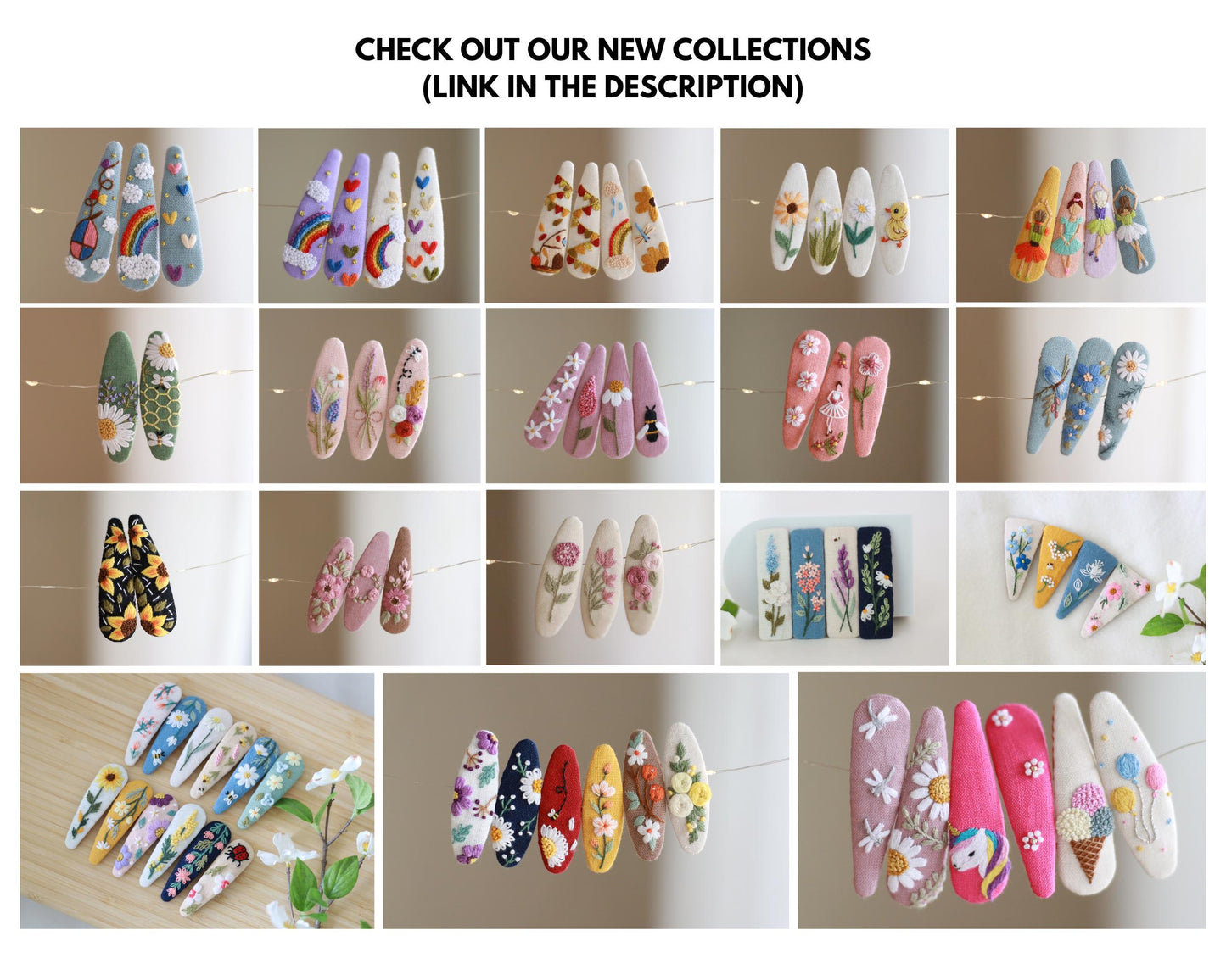 Handmade Beaded Embroidered Snap Hair Clips