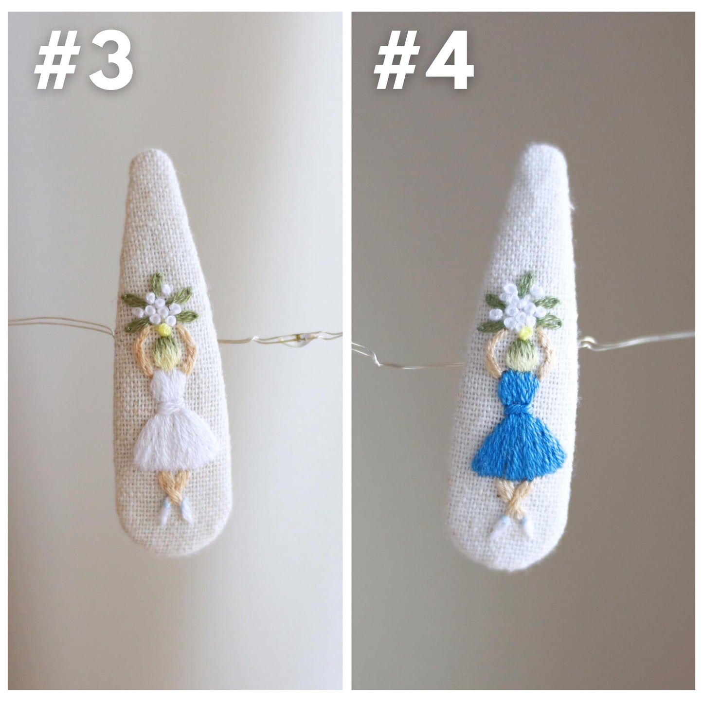 Cottage Garden Embroidered Hair Clips