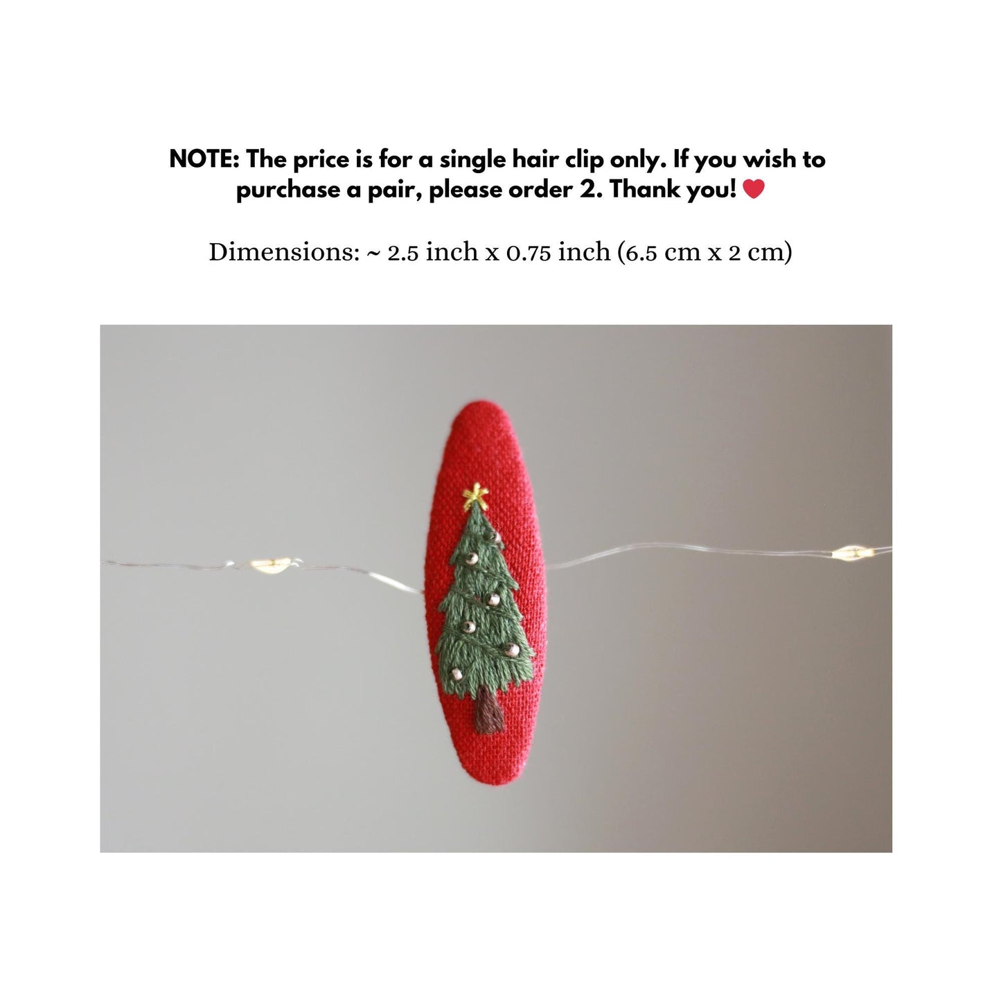 Hand-Embroidered Festive Holiday Hair Clips