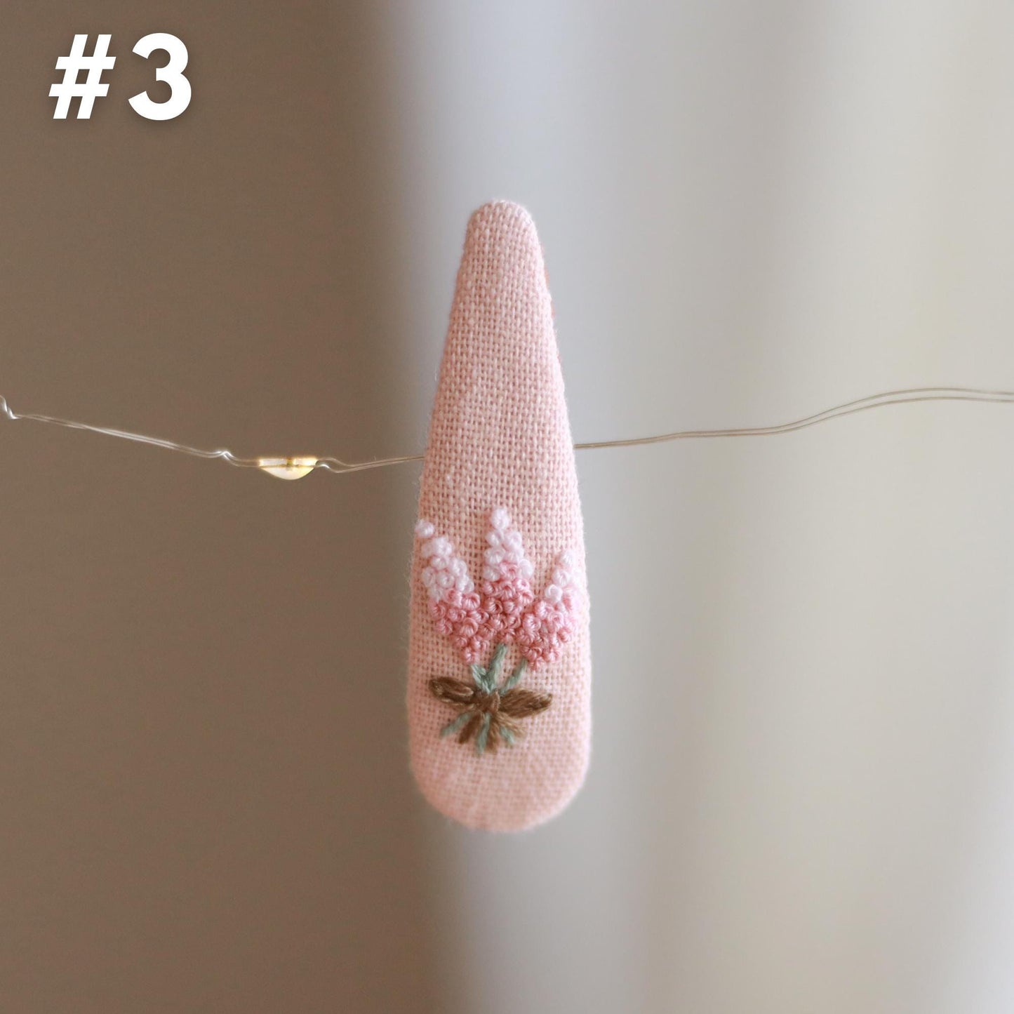 Hand Embroidered Pink Pastel Hair Clips