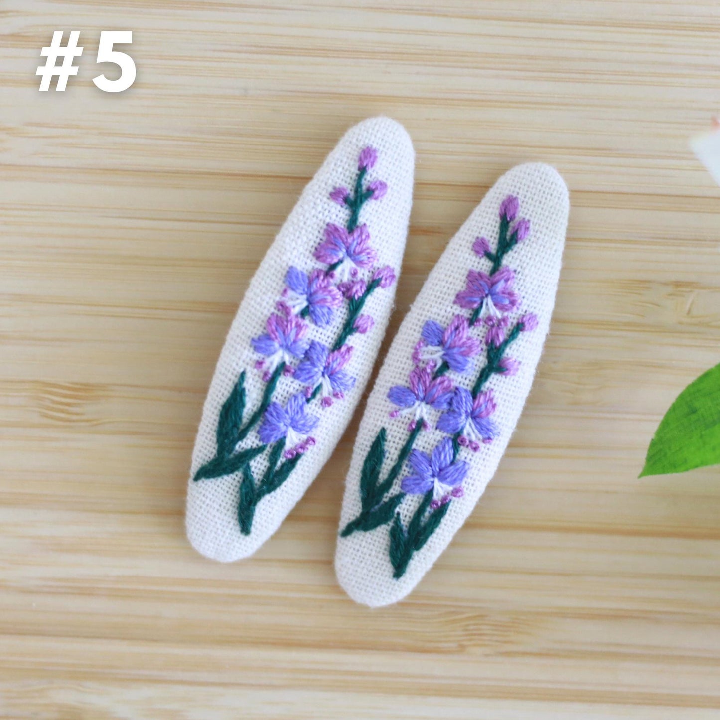 Hand Embroidered Floral Daydreams Hair Clips