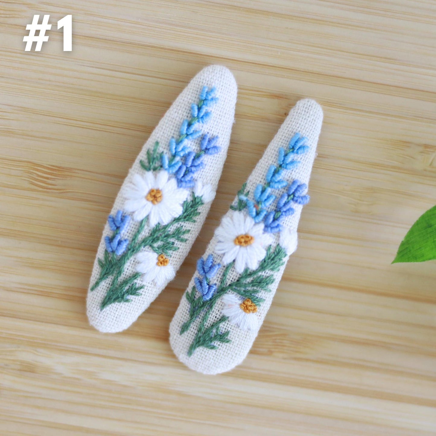 Hand Embroidered Floral Daydreams Hair Clips