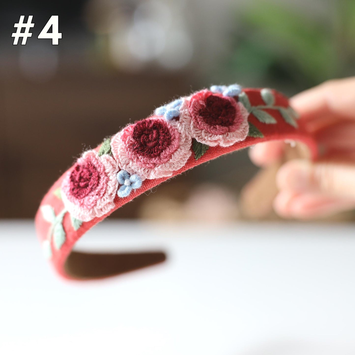Floral Embroidered Linen Headband