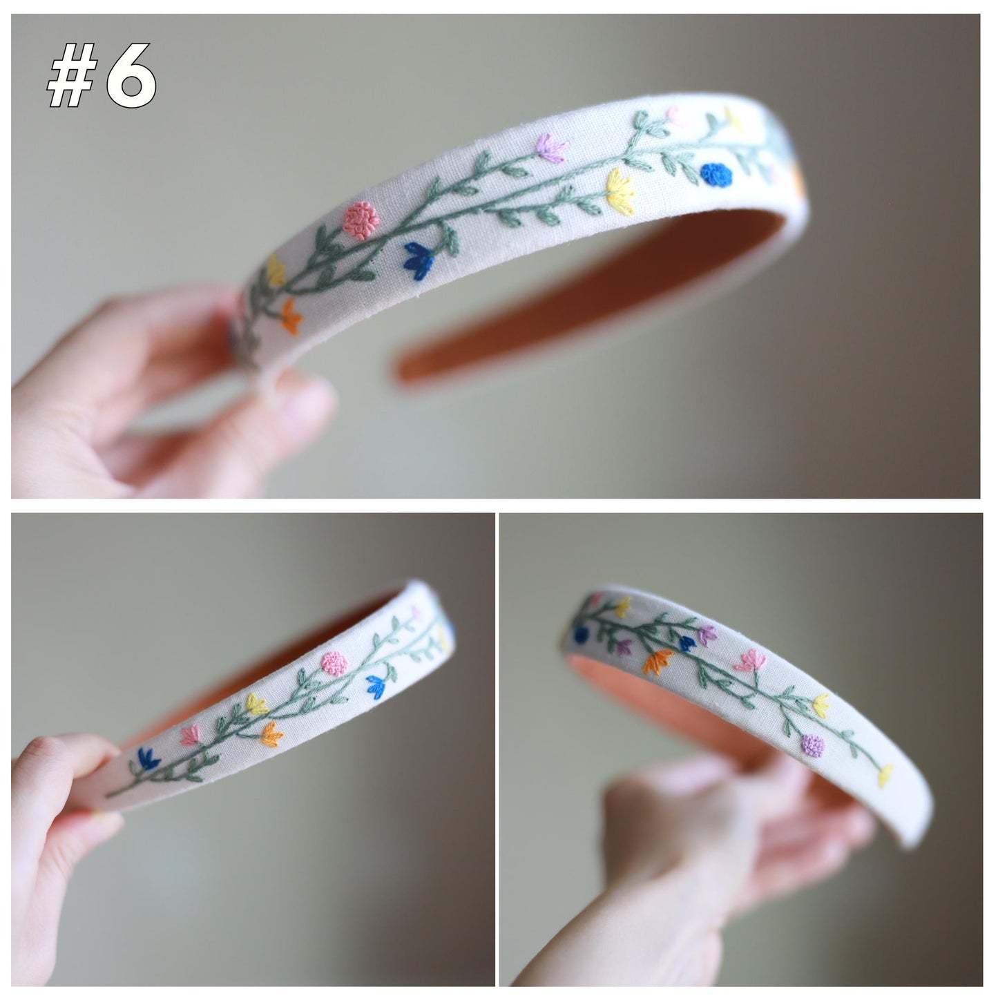 Floral Embroidered Linen Headband