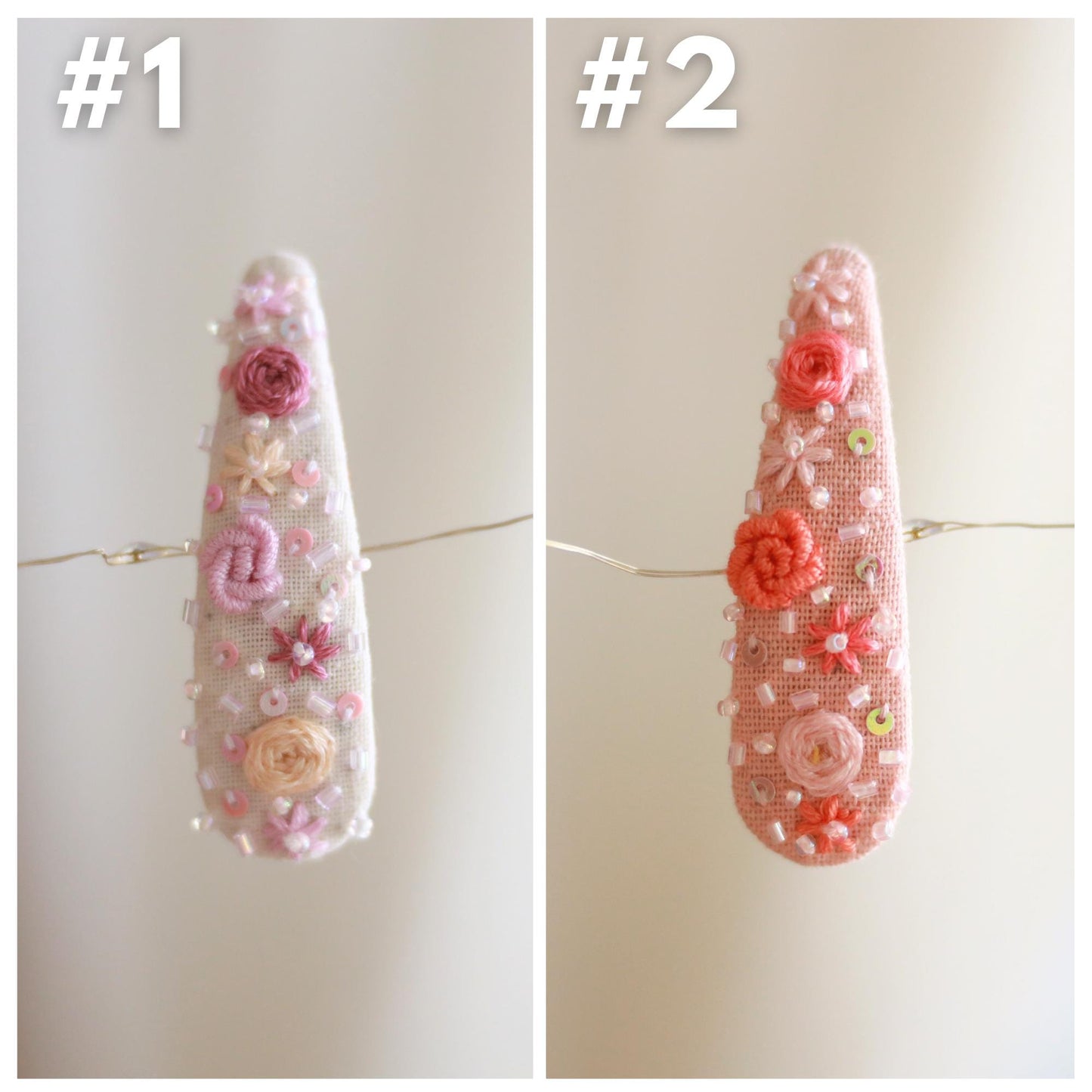 Handmade Beaded Embroidered Hair Clips