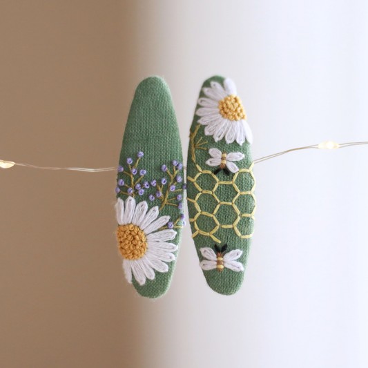 Meadow Bloom Embroidered Hair Clips