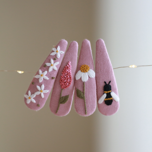 Bloom & Buzz Embroidered Hair Clips