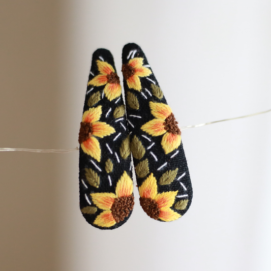 Sunflower Embroidered Hair Clip Set