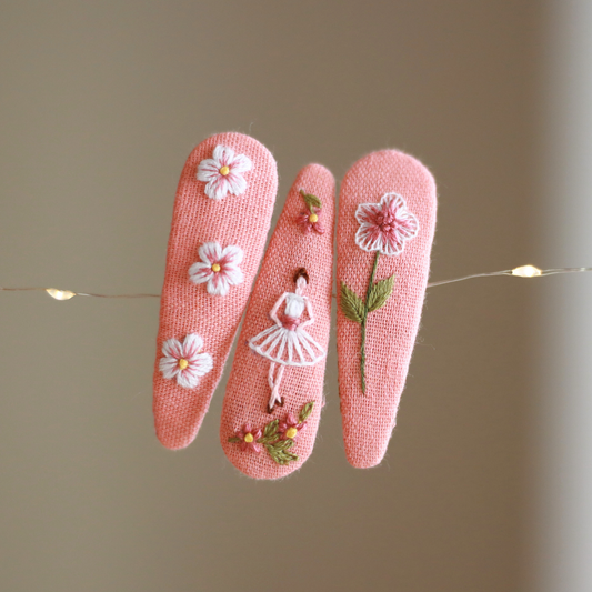 Dancer’s Garden Embroidered Hair Clips