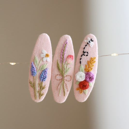 Petal Whisper  Embroidered Hair Clips