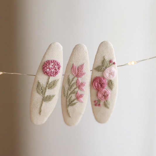 Petal Kiss Embroidered Hair Clips