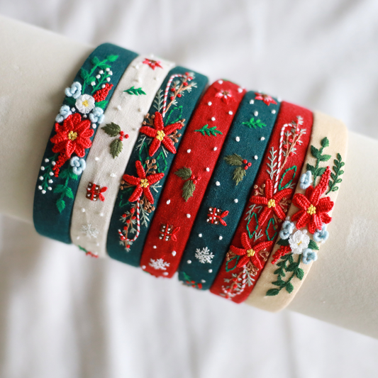 Hand-Embroidered Christmas Headband