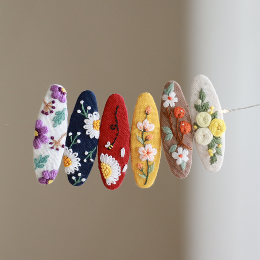 Garden Medley Embroidered Hair Clips
