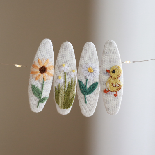 Field & Feather Embroidered Hair Clips