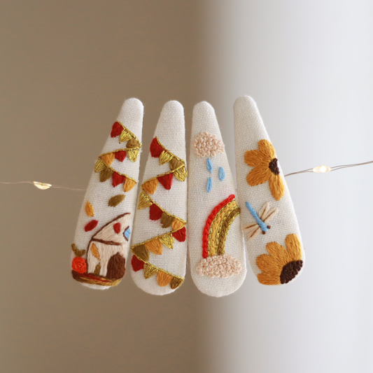 Golden Season Embroidered Hair Clips