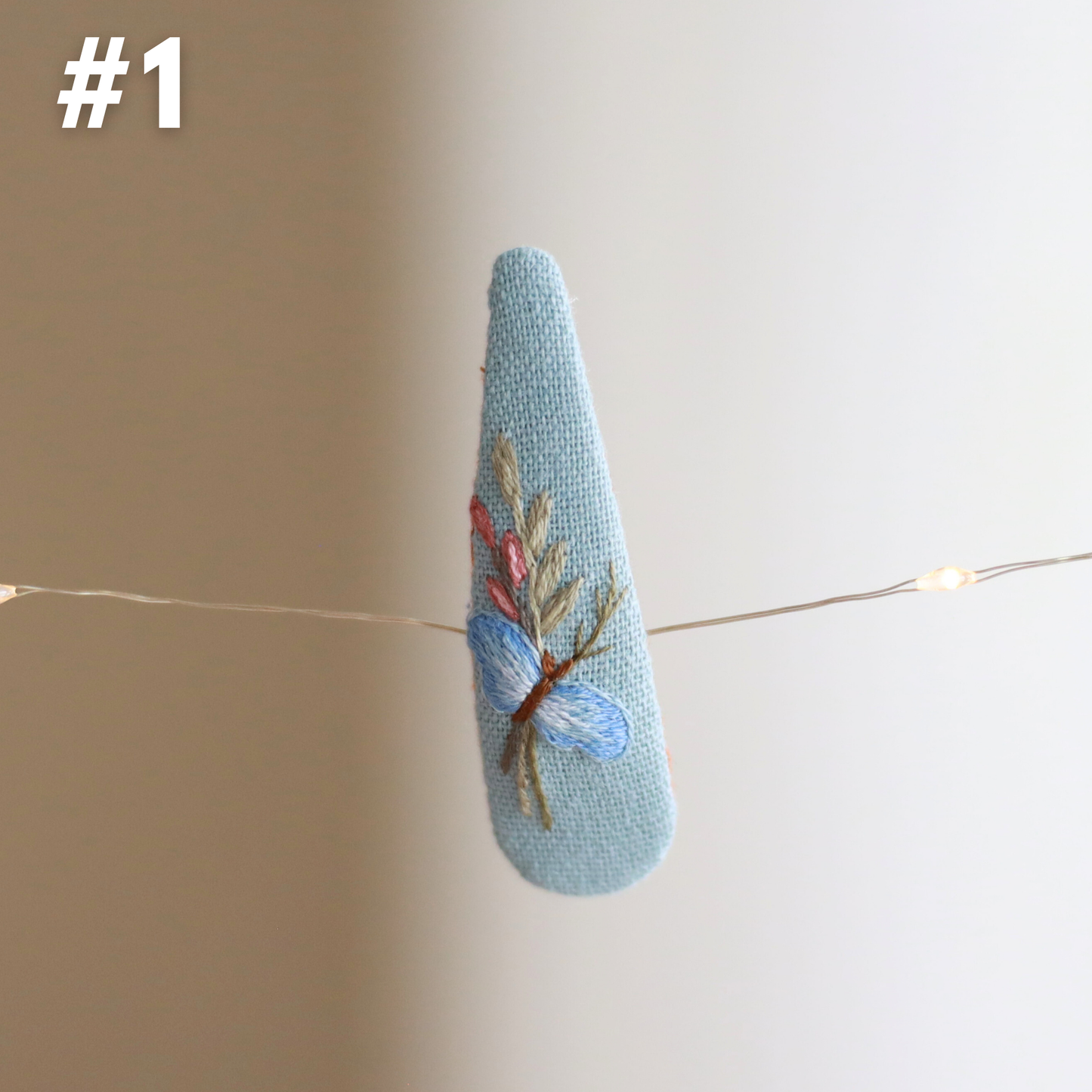 Blue Meadow Embroidered Hair Clips