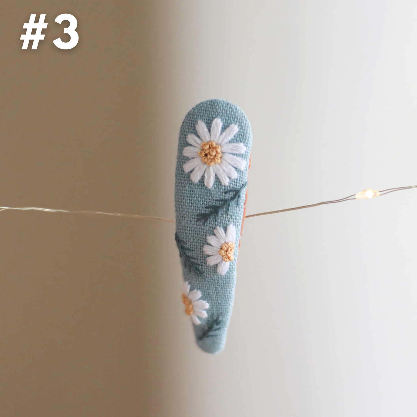 Blue Meadow Embroidered Hair Clips