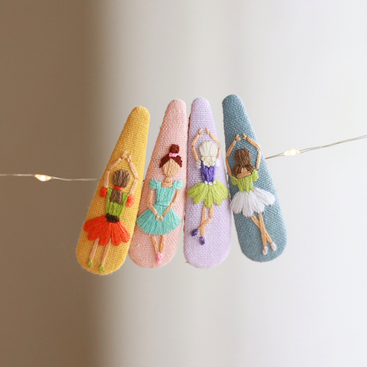 Ballet Studio Embroidered Hair Clips