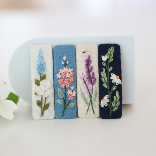 Secret Meadow Embroidered Hair Clips
