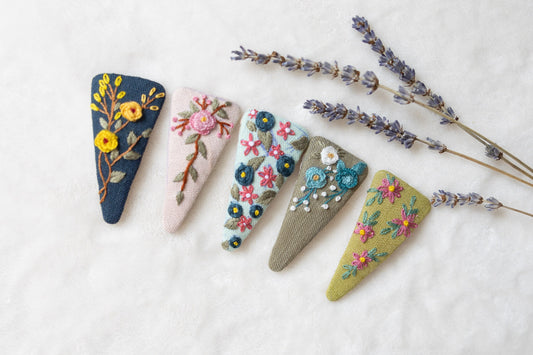 Flower Linen Hair Clips, Handmade Floral Embroidered Hair Clips, Cute Hair Clip, Hair Barrettes, End of Year Gift, Bridesmaid Gift