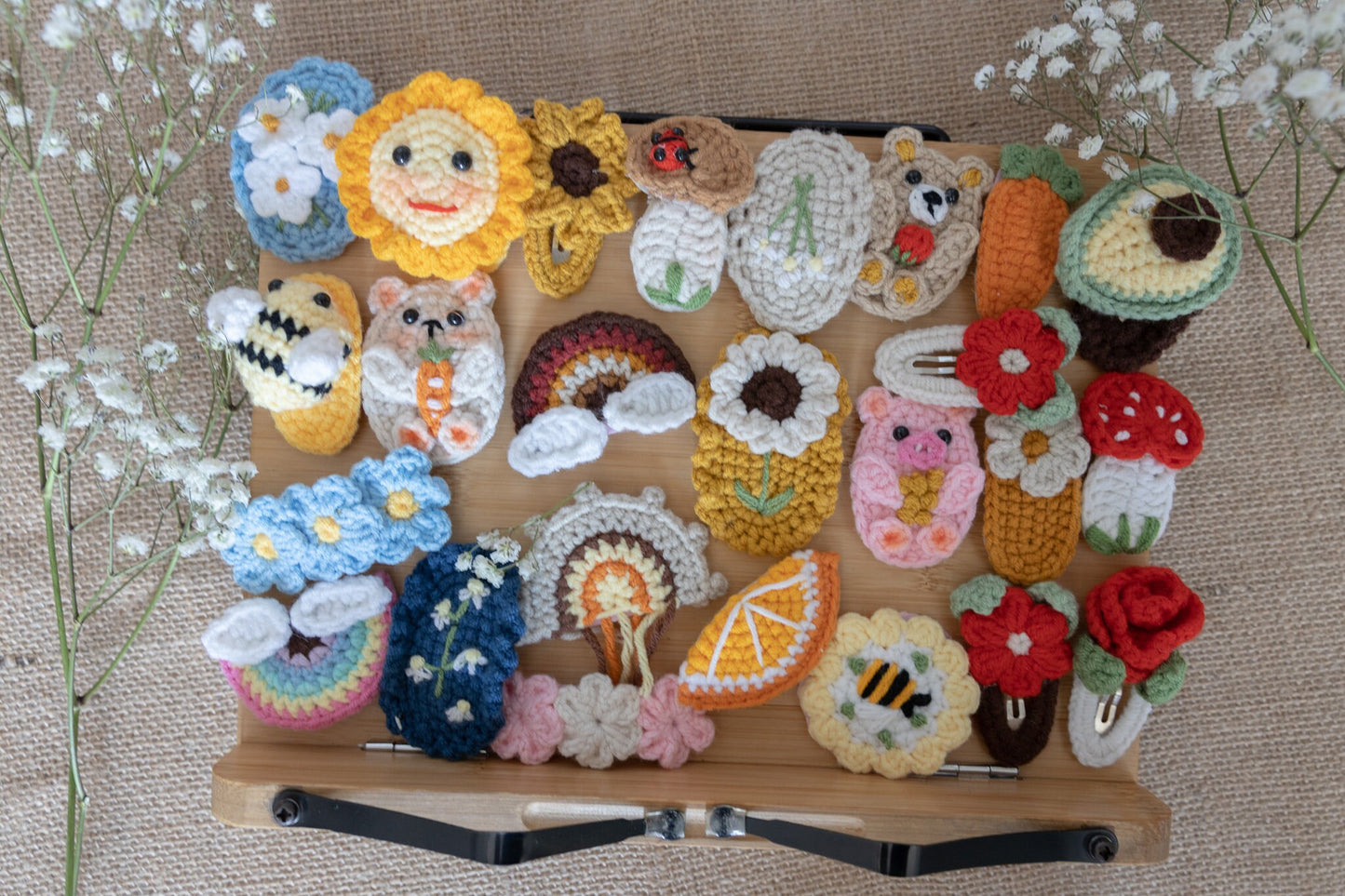 Crochet Cartoon Animals Hair Clips, Kids Toddler Baby Girl Hair Clips, Fruits and Vegetables Hair Clipscrochet, Baby Hair Accessories