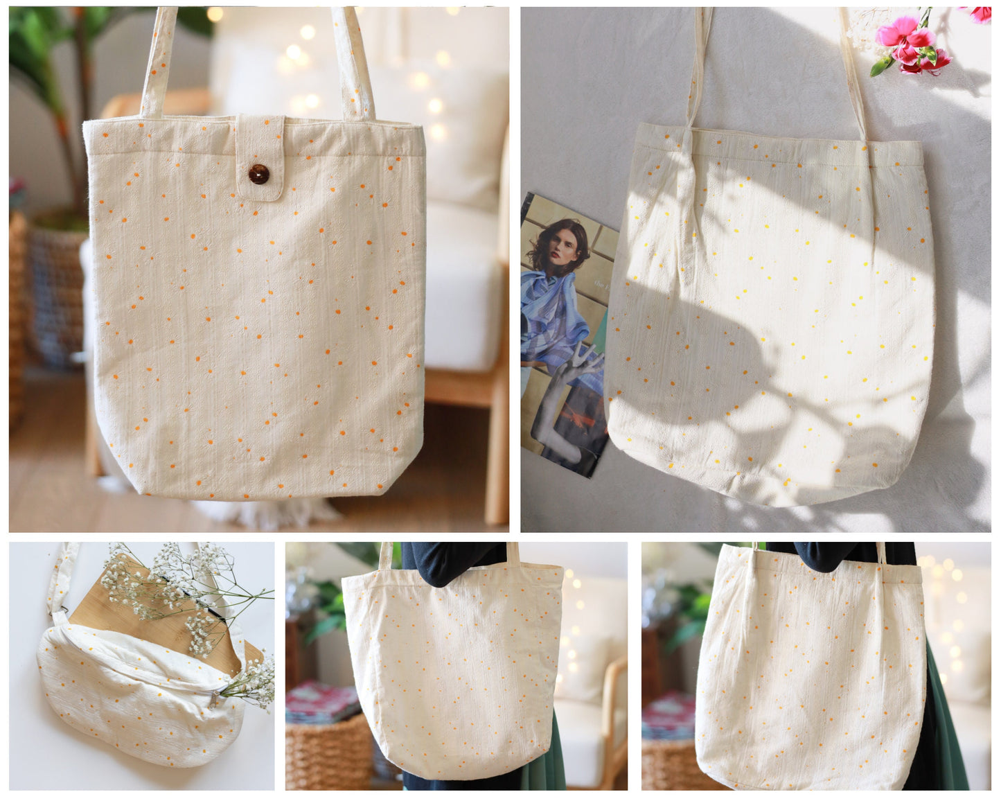 Handmade Floral Tote Bag, Cute & Aesthetic Flower Tote Bag Summer, Vintage Gift for Women, Back To School Bag, Daisy Crossbody Bag