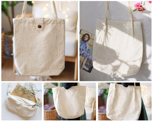 Handmade Floral Tote Bag, Cute & Aesthetic Flower Tote Bag Summer, Vintage Gift for Women, Back To School Bag, Daisy Crossbody Bag