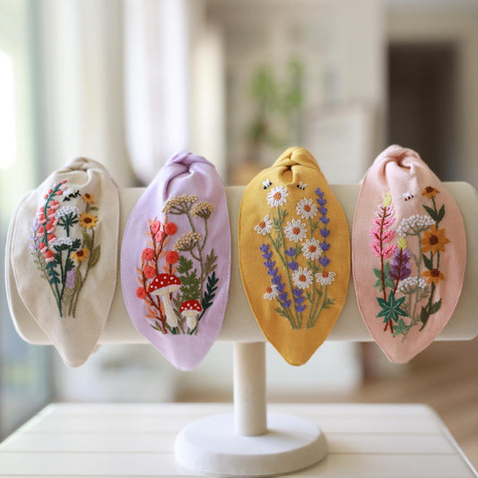 Hand Embroidered Floral Turban Headband