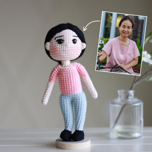 Personalized Crochet Look-Alike Doll | Custom Mini Amigurumi Doll | Handmade Stuffed Doll Gift | Custom Cartoon Human Doll | Gift For Mom