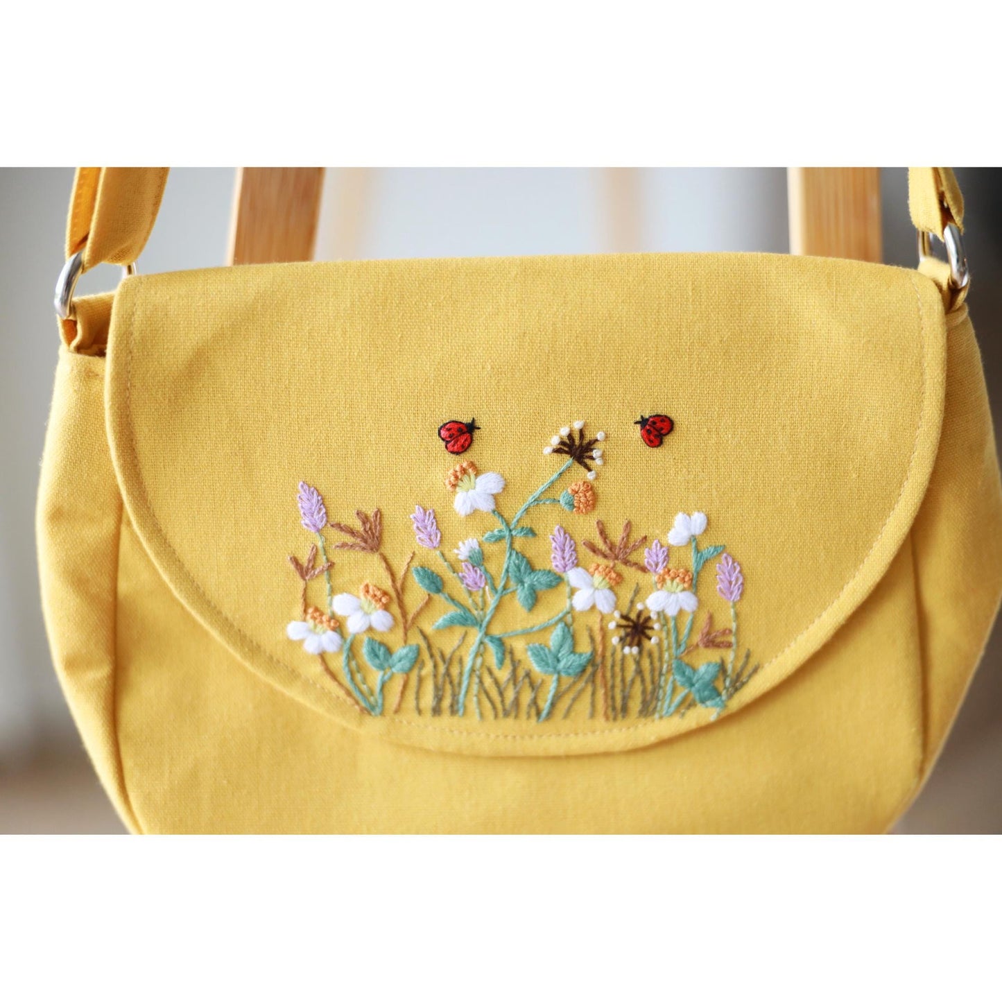 Yellow Hand Embroidered Crossbody Bag