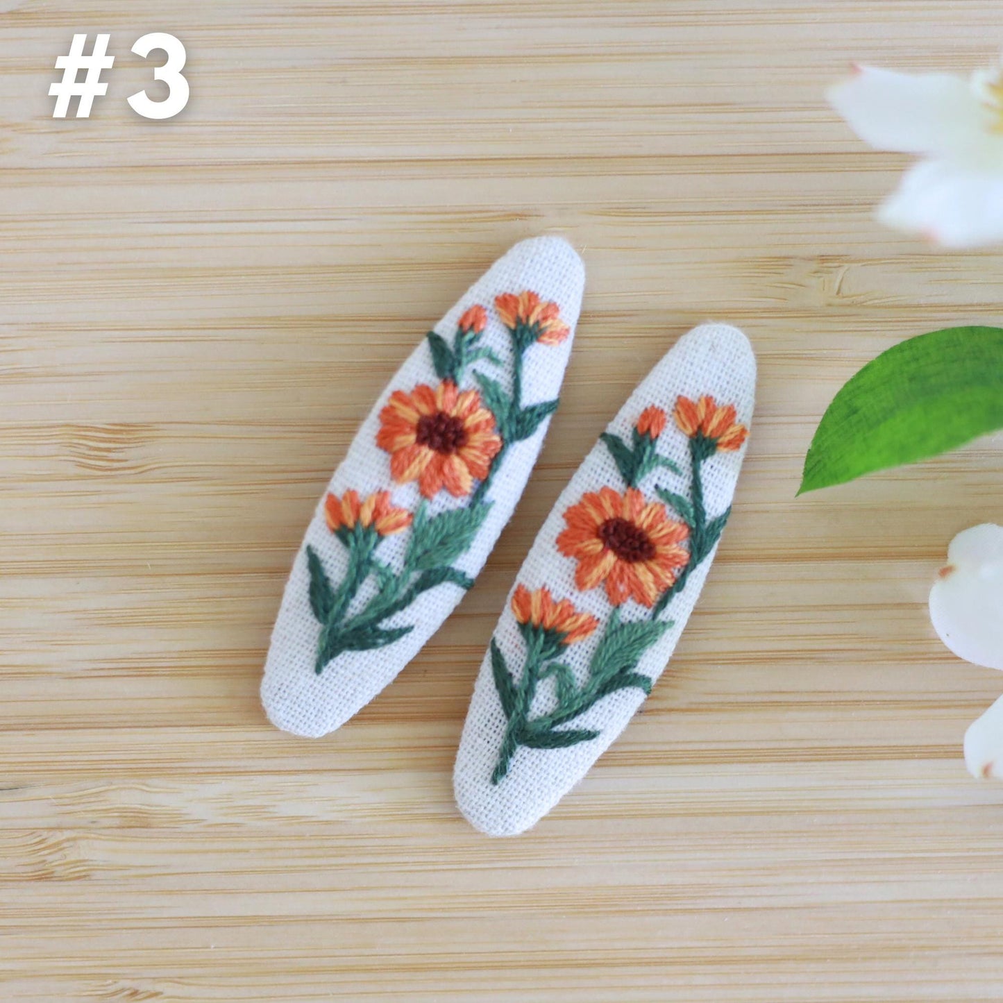 Hand Embroidered Floral Daydreams Hair Clips