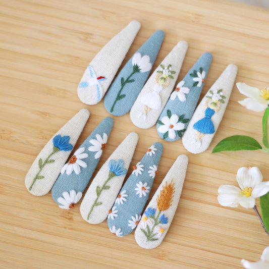 Cottage Garden Embroidered Hair Clips
