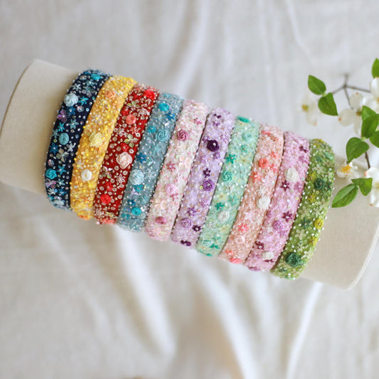 Handmade Beaded Linen Headband