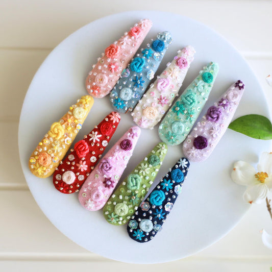 Handmade Beaded Embroidered Hair Clips