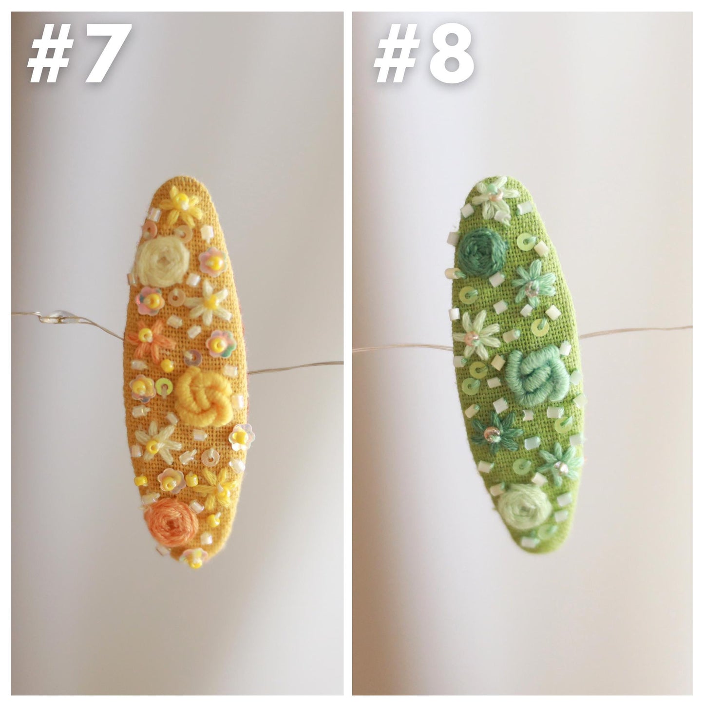 Handmade Beaded Embroidered Snap Hair Clips